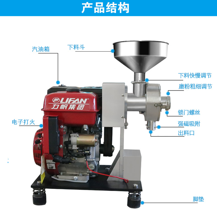 汽油五谷雜糧磨粉機結構